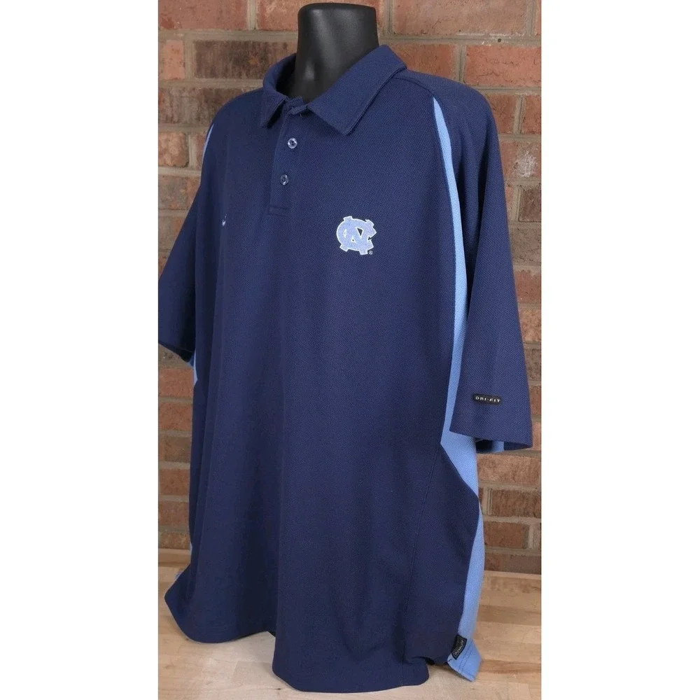 Nike 2004 Y2K North Carolina Tar Heels Blue Mesh Team Basketball Polo Shirt 3XL